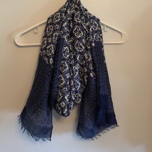 blue and white scarf